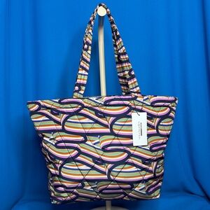 NEW ~ NWT $115.00 GORGEOUS VERA BRADLEY ULTRALIGHT RETRO RIBBONS EAST WEST TOTE